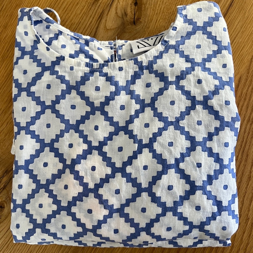 SET-J.CREW x SZ BLOCKPRINTS SHORT SLEEVE TOP & MINI SKIRT SET, SIZE S. - Picture 12 of 12